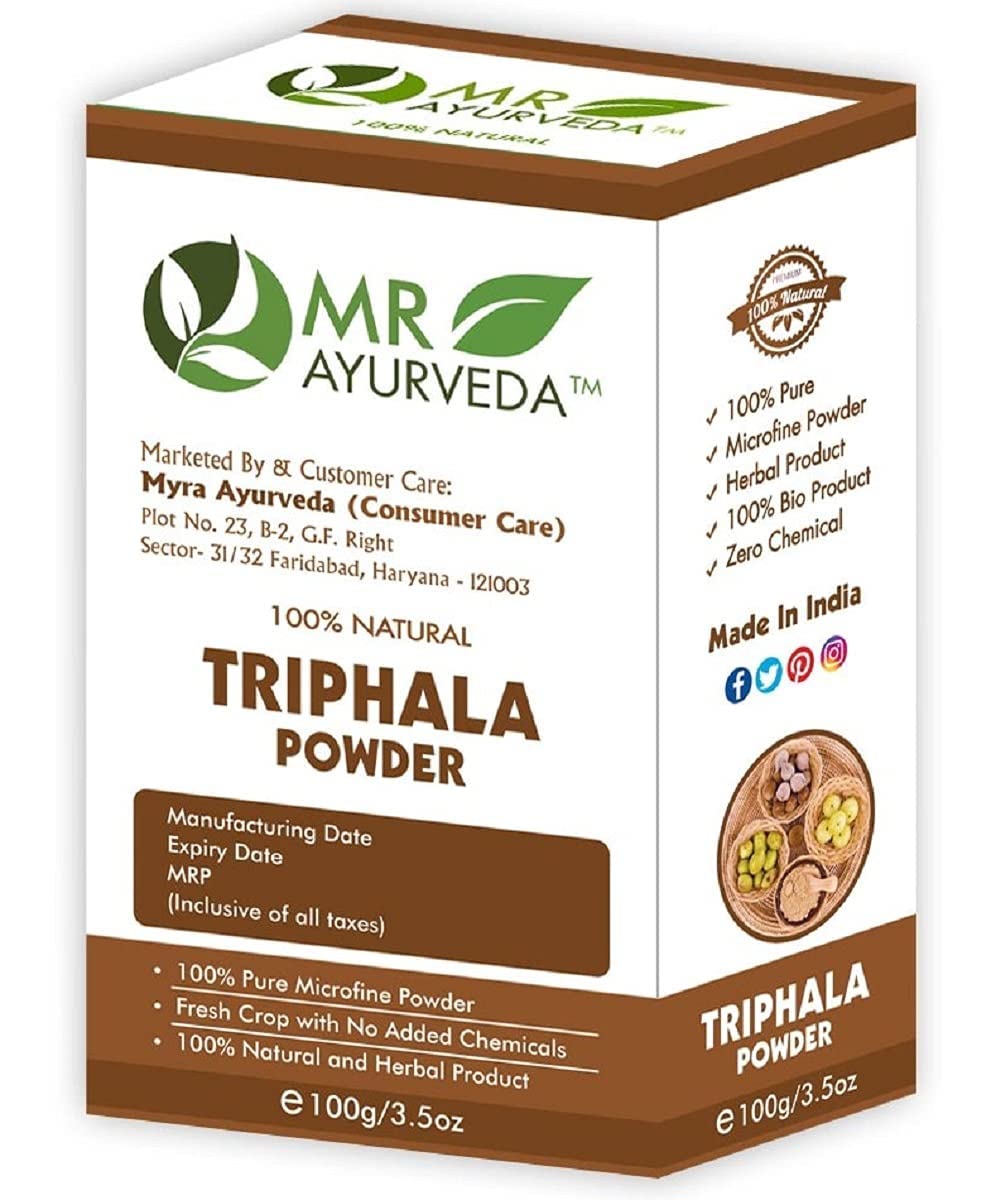 Veena Herbal Triphala Powder | Triphala Powder for Hair | Triphala Powder Organic | Triphala Powder for Face | Triphala Powder for Skin | No Added Chemicals, 100 Grams