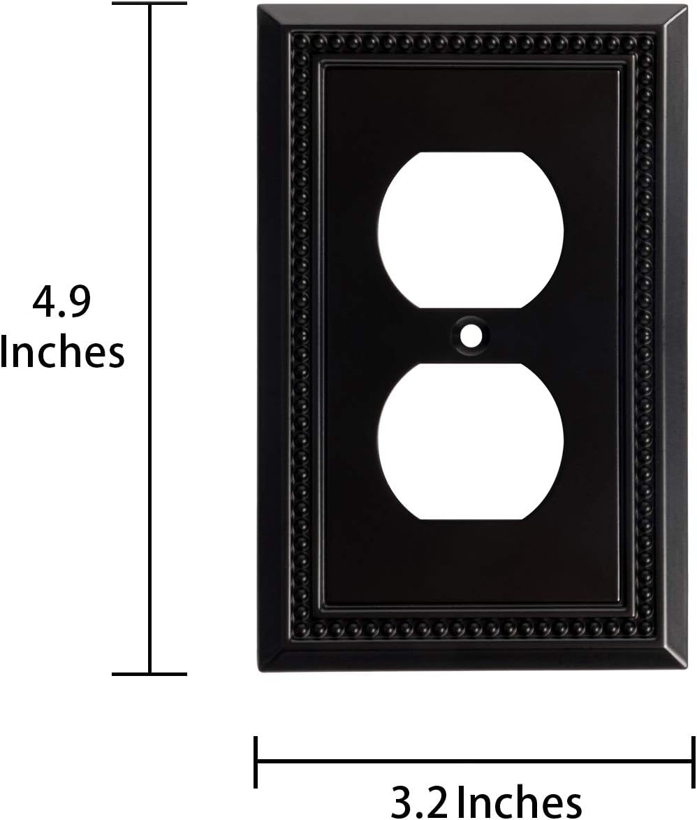 Harmon Designs Sunken Pearls Switch Plate/Wall Plate/Outlet Cover (Single Duplex 2PK, Matte Black) - - 