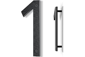 Lookopen 8 Inch Black Large House Numbers, Modern Floating Metal House Numbers for Outside, Aluminium Home Address Numbers for Front Door Outdoor Brick House (1)