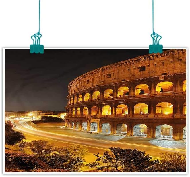 Italy,Canvas Art W 16" x L 12" Colleseum at Night Rome Home Wall Decorations Art Decor