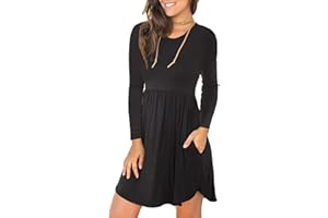 HiMONE Womens Long Sleeve Dresses Casual T Shirt Swing Dress with Pockets