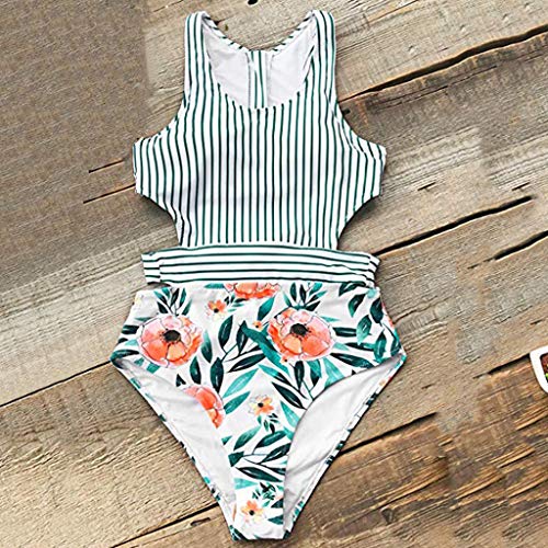 Women's Halter One Piece Swimsuits Shirred Tummy Control Swimwear Skirted Bathing Suits Monokinis - Thumbnail 2