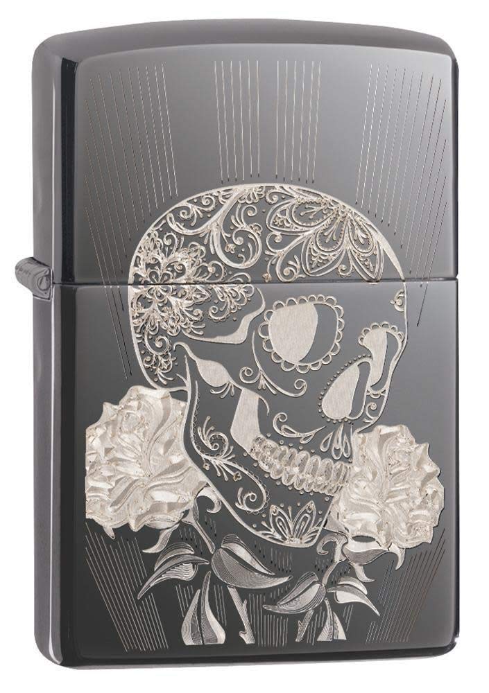 Zippo Unisex's FANCY SKULL DESIGN Windproof Lighter, Black, regular