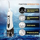 Pecham Water Flosser Professional Cordless Dental Oral Irrigator - 3-Mode Rechargeable IPX7 Waterproof High Capacity Water Tank with 4 Jet Tips