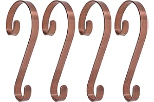 Haute Decor Stocking Scrolls Stocking Hanger - 4 Pack (Brushed Copper) - Christmas Stocking Holder Set for Various Mantel Sizes, Including Large
