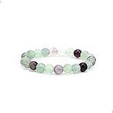 RIYAURA MultiFluorite Healing Bracelet – 8mm Natural Gemstone Beads, Stretch Elastic Bracelet for Women & Men