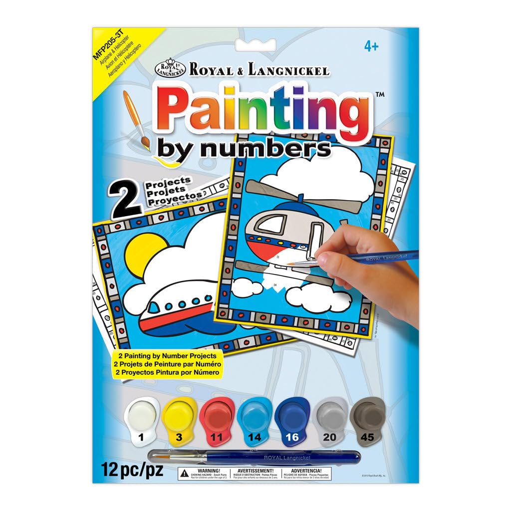Royal & Langnickel My First Painting by Number Airplane and Helicopter Designed Painting Set (Pack of 2)