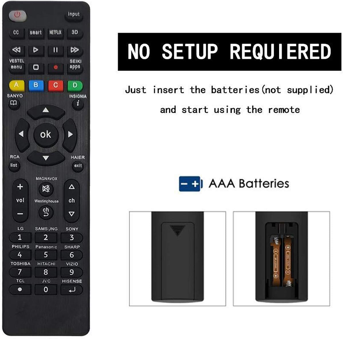 LongShiDa Universal Remote Control for Samsung, Vizio, LG, Sony, Sharp, Philips, Smart TV, Sanyo, TCL, Hisense, Insignia,Toshiba, Hitachi, JVC: Home Audio & Theater