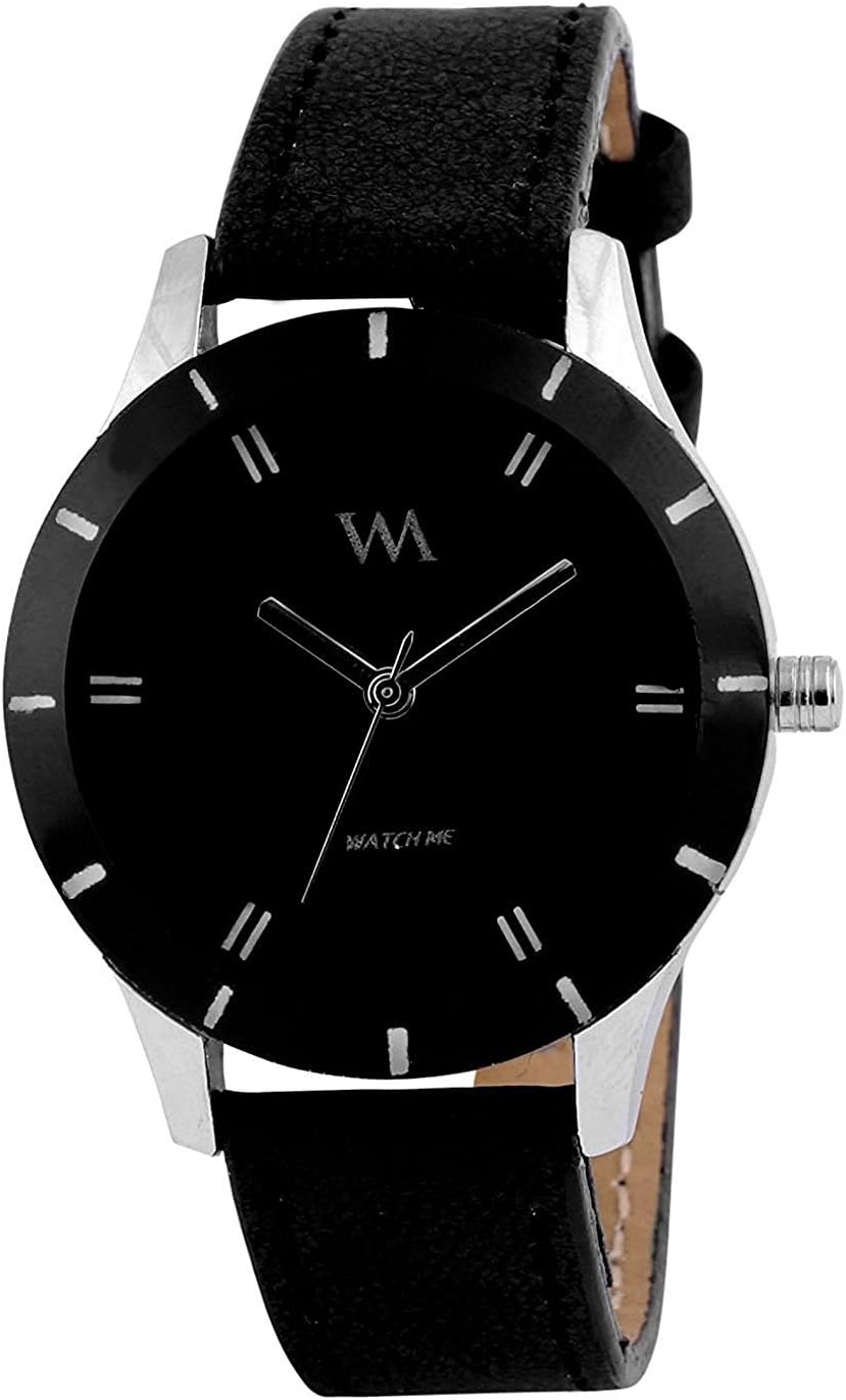 Black Leather Analog Analog Watches for Men Latest Stylish WMAL-002rp