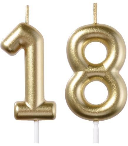 18th Birthday Candle Gold Number 18 Candle - Perfect For 18th Birthday ...