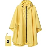 SaphiRose Unisex Rain Poncho Waterproof Raincoat Hooded for Adults Women with Pockets