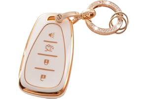 RUABIBAN Key Fob Cover Compatible with Chevy, Soft TPU Key Case Protection Fit for Chevy Chevrolet Malibu Equinox Traverse Camaro Cruze Blazer Volt Bolt Smart 4 Buttons