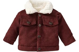 Noubeau Baby Boys Girls Corduroy Jacket Kids Toddler Sherpa Lined Top Lapel Button Down Thicked Warm Coat Winter Outerwear