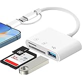 3 in 1 SD Card Reader for iPhone iPad Camera, Memory Card Reader with SD and TF Card Dual Slot, Digital Camera Adapter, Card 