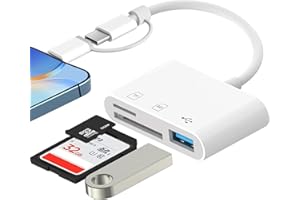 3 in 1 SD Card Reader for iPhone iPad Camera, Memory Card Reader with SD and TF Card Dual Slot, Digital Camera Adapter, Card 