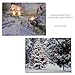 BANBERRY DESIGNS LED Wall Art - Lighted Cottage Along a Stream Christmas Scene with Cardinals and Snowman - Set of 2 - LED Canvas Prints - Old Fashioned Cobblestone Bridge - Measures 11.75