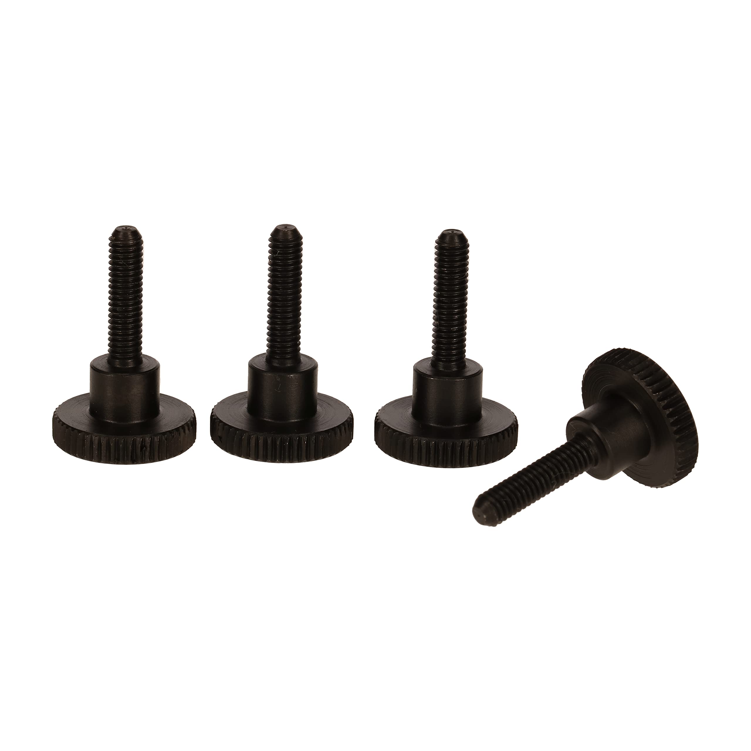 PrecisionGeek® – M4 Knurled Screws Made of Black Oxide Steel DIN 464 – Flat Head with Flanged Knurled Head – Various Lengths & Set Sizes (12 mm · Set of 4)