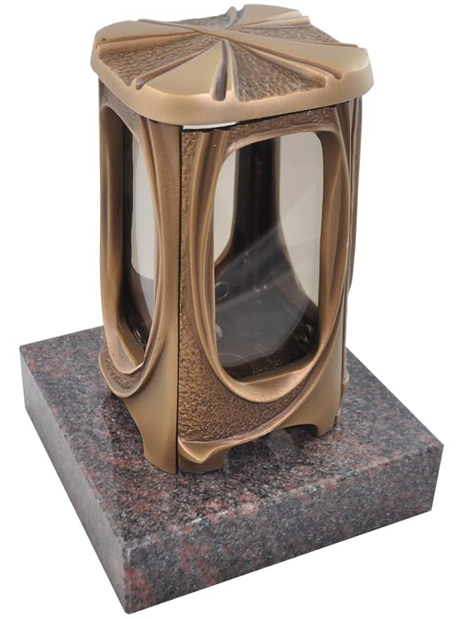 Kunst-Art-Köhl Grablaterne 622 aus massiver Bronze fertigmontiert auf Einem Granitsockel (Himalaya)