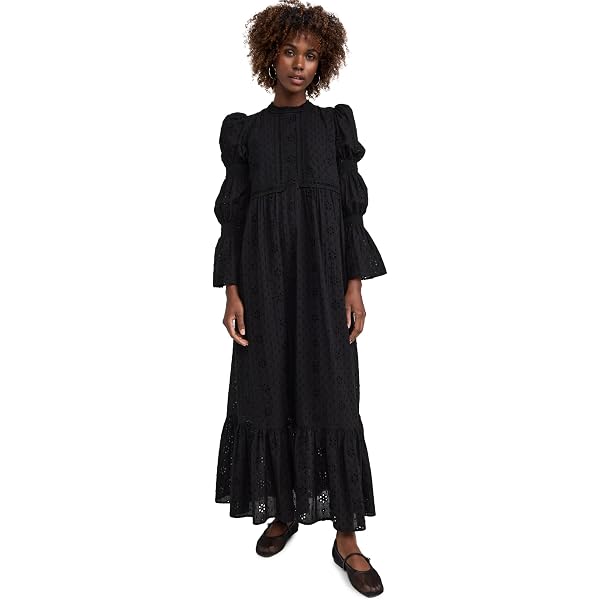 English Factory Women's Ruffle Sleeve Maxi Dress, Black, XL at Amazon  Women's Clothing store