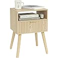 MaxSmeo Small Nightstand Wood Bedside Table with Drawer, Modern End Table for Bedroom and Small Spaces, Solid Wood Legs, Easy Assembly, Natural