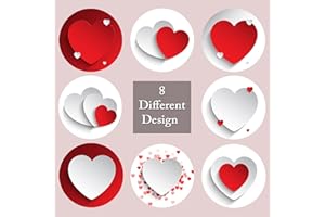 CLEVER SIGNS 500 Valentines Day Stickers, Cute Love Heart Stickers for Valentines Day | 8 Different Heart Design | 1.5" Round | Valentine Stickers for Wedding, Happy Mother's Day Stickers, Engagement Ceremony