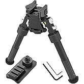 6.5-9 Inch Tactical Rifle Hunting Adjustable Bipod, with CNC Quick Detach Lever Picatinny/Weaver Rail Bipod Adapter (360 Degr