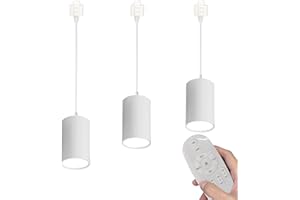 SKIVTGLAMP Remote Control 7W LED Track Linear Look White Pendant Lights H-Type Track Light with Focused Adjustable Industrial COB LED Dimmable for Dining Room 3 Lights Customizable GDTB2601-W-20cm