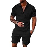 Beotyshow Mens Polo Shirt and Shorts Sets Outfits 2 Piece Fashion Summer Tracksuits Casual Short Sleeve Set
