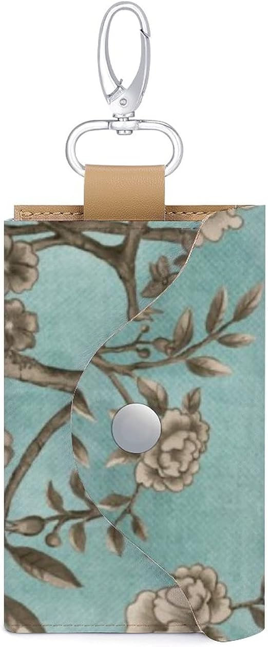 Vintage acuarela verde azulado chinoiserie pájaro y flores cuero