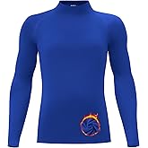 Poekuao Youth Boys Thermal Compression Shirt Long Sleeve Fleece Undershirt Athletic Base Layer for Soccer Football Baseball