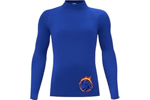 Poekuao Youth Boys Thermal Compression Shirt Long Sleeve Fleece Undershirt Athletic Base Layer for Soccer Football Baseball