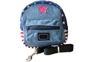 Stock Show Pet Dog Cartoon Backpack Harness with Leash, Puppy Dog Cute Animal Back Pack Saddle Bags with Lead Leash for Dog Outdoor Training Walking (L, Star&Stripe)