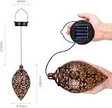 Tomshine Solar Lantern Outdoor Hanging Light Garden Decor Olive Carved Metal view 8