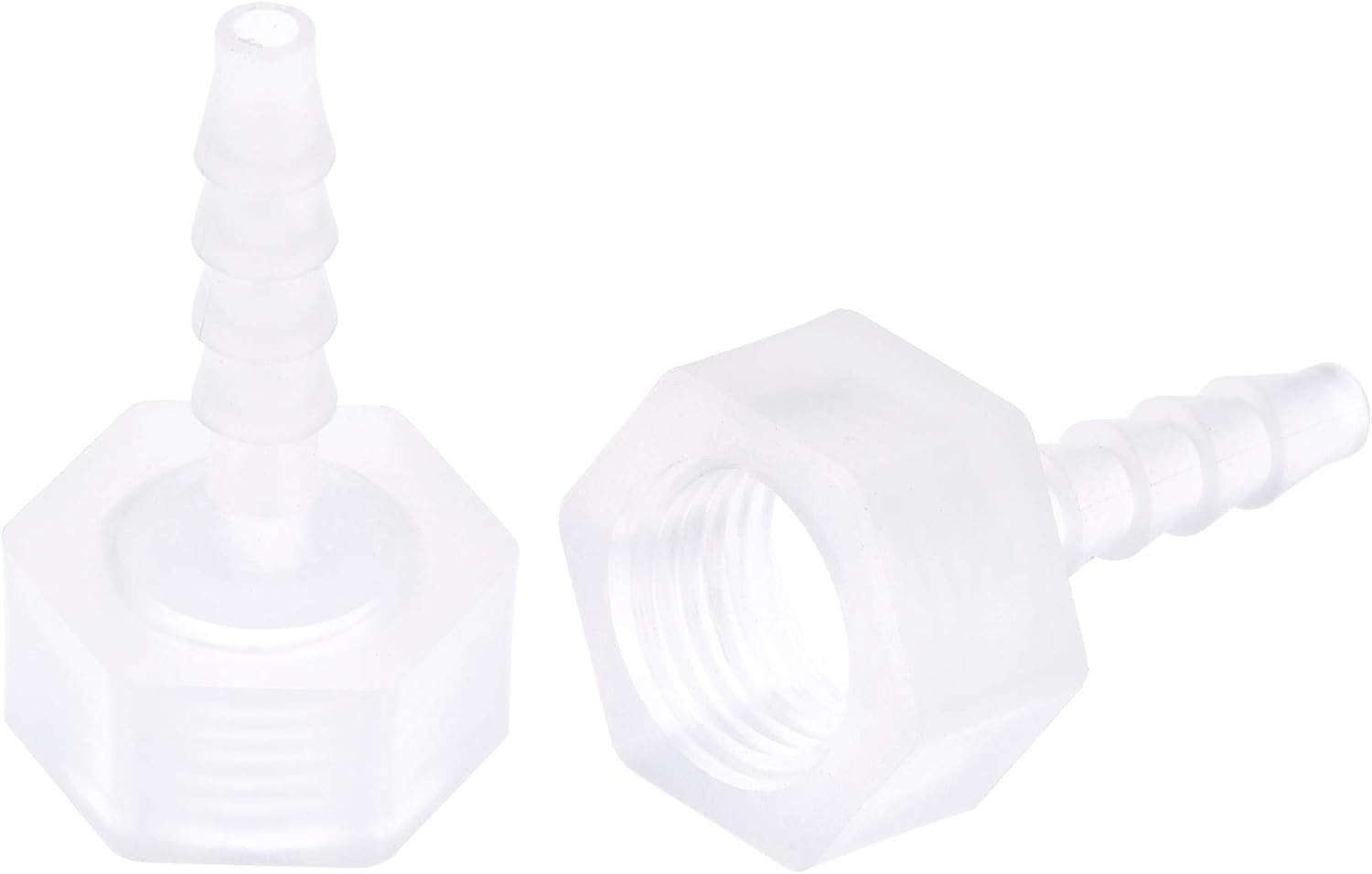 sourcing map Polypropylene Hose Barb Fitting Coupler, 4mm Barb x G1/4 Female Thread Pipe Adapter, Translucent 2Pcs