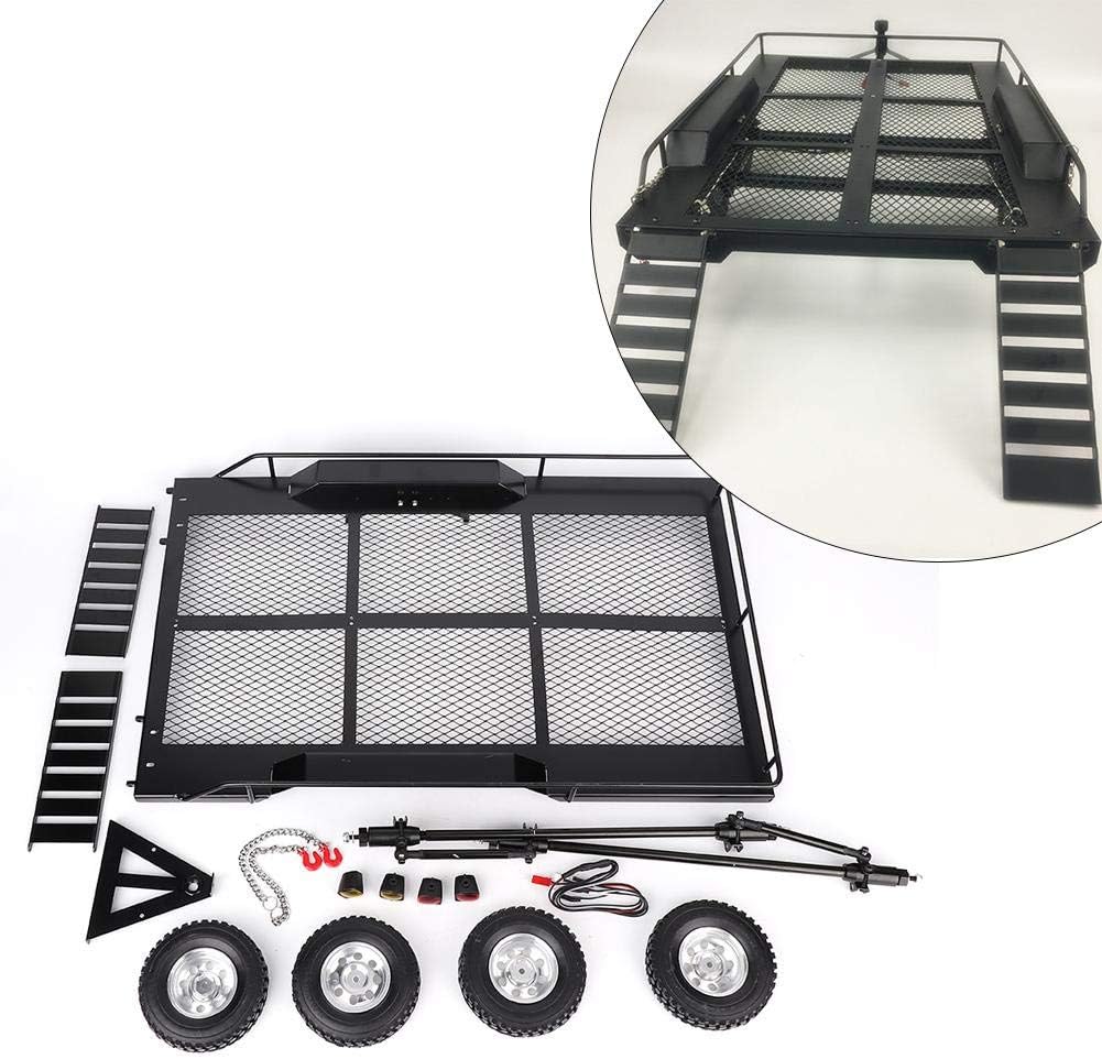 Nrpfell Double Axis Heavy Duty All Metal Trailer for 1/10 Rc Crawler Truck ...