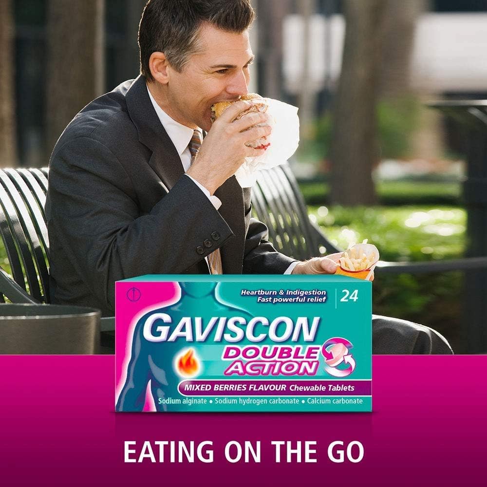 Gaviscon Double Action, Chewable tablets, Mixed Berries, 48 tablets, Heartburn & Indigestion, Fast powerful relief - Image 5