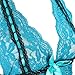 FENTI Women's Deep V Halter Turquoise Lace Trim Backless Babydoll and G-String