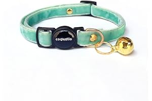 Cognatio Safety Quick Release Cat Collars,Double Velvet with Bell Available in a Range Colors,Perfect for Your Kitty, Adjustable 20-30 cm (20-30cm, Irish Green)