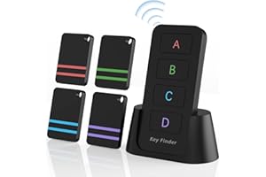 JEGOTEER Remote Control Finder, Pack of 4 Find My Keys Device | Stick on Remote Finder Beeper, Tracker Tags for Car Keys and Phones | 120Ft Range 80dB RF Key Locator, Lost Key Finders That Make Noise