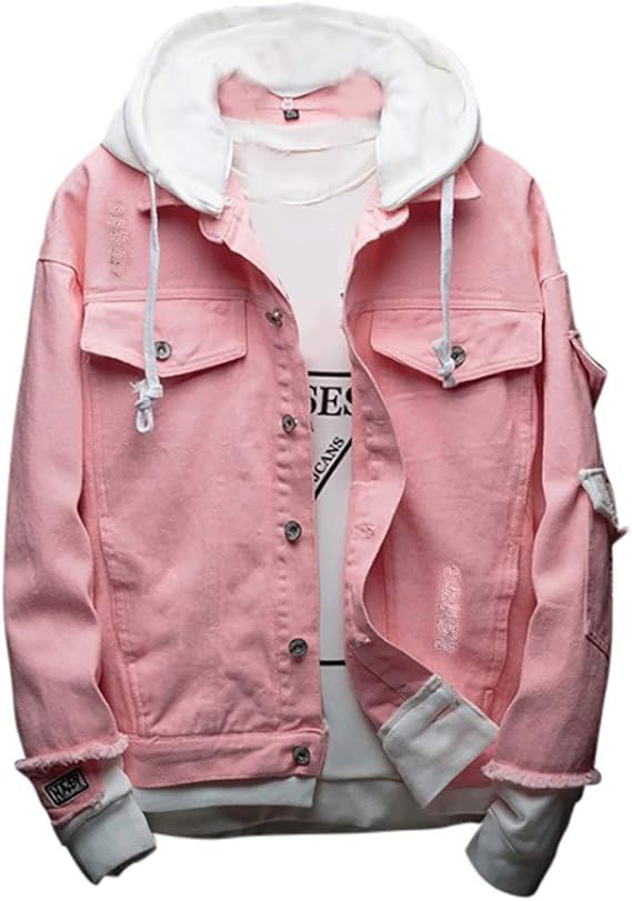 Amazon Tivivose メンズ デニムジャケット Gジャン ジージャン スリム ショート 長袖 ジャケット ジャンパー アウター メンズファッション カジュアル パーカー デニム フード 付き ヒップホップ 原宿風 大きいサイズ 秋冬 コート ジャケット 通販