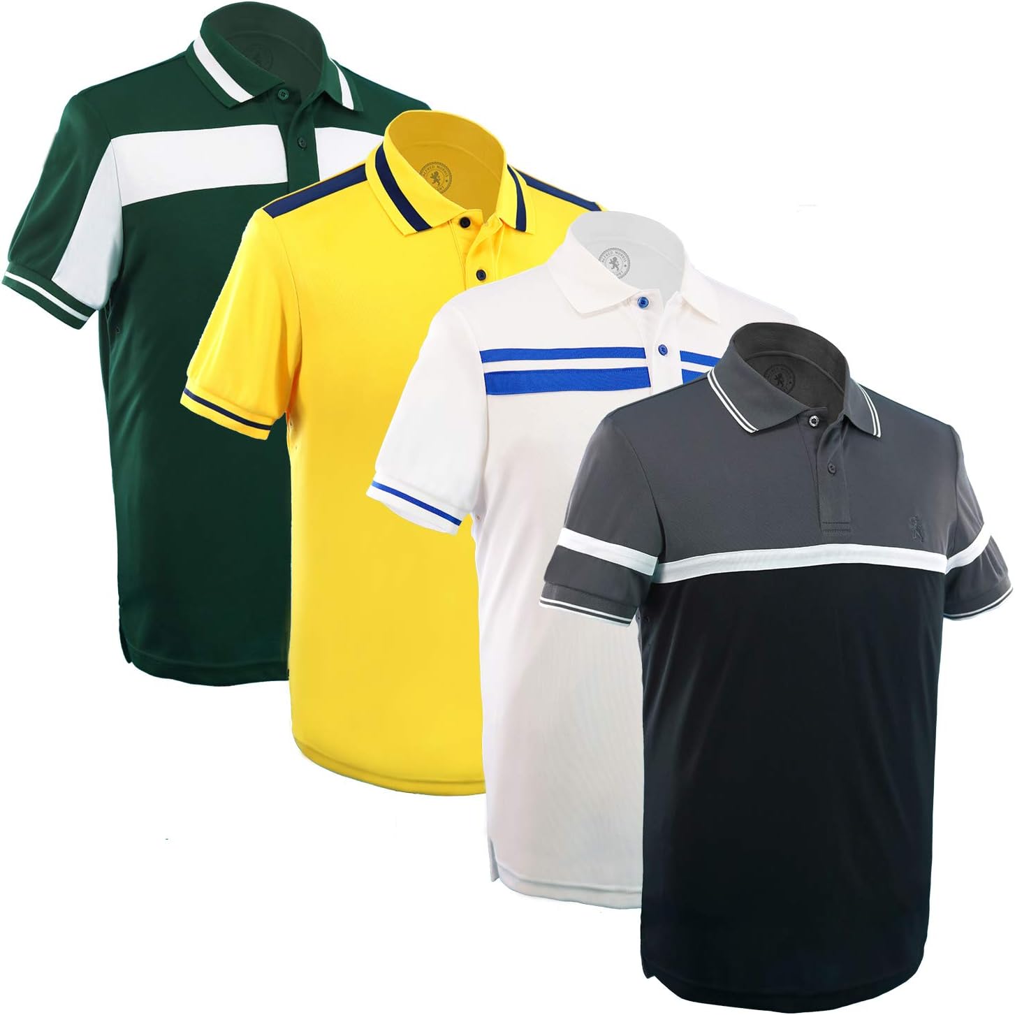 Albert Morris Mens Striped Short Sleeve Polo Shirts 4 Pack