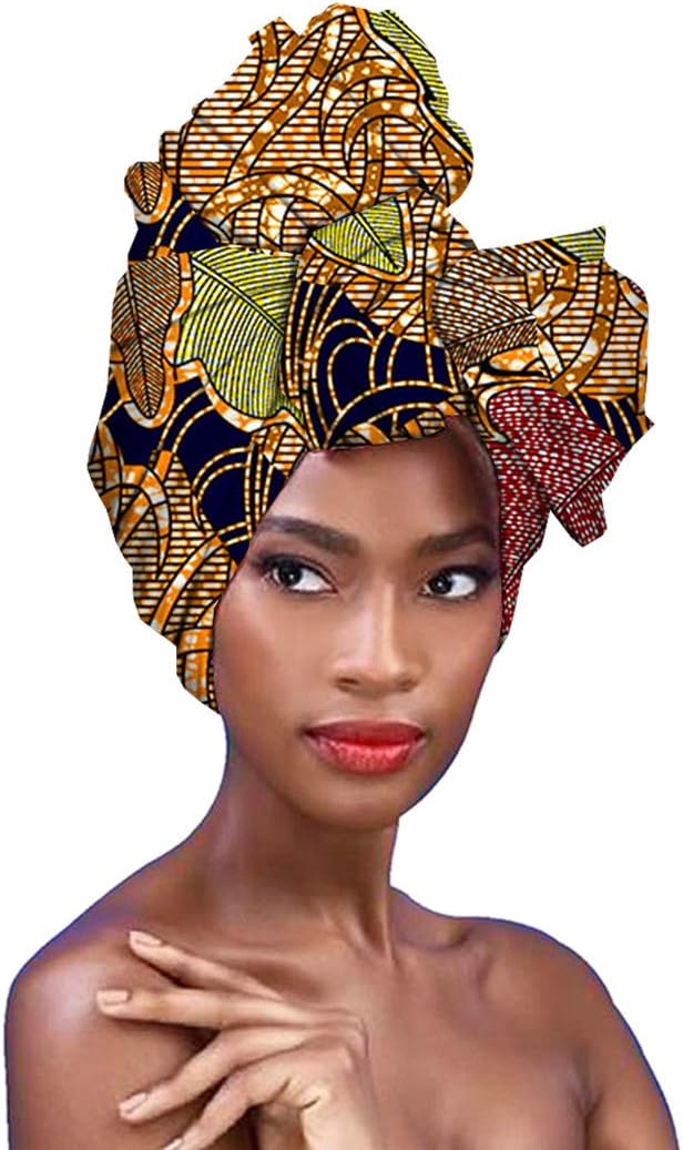Surkat Traditional African Print Headwrap African Towel Fashion Head Scarf Headwear Hairwrap (Multicolored)