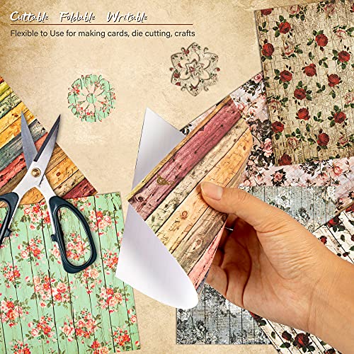 VONDYU Cardstock Paper Pad 6"x6" Pink, Red Floral Pattern Scrapbook