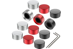 SOLUTEK Footswitch Topper Guitar Pedal Button Caps with 3 Set Screws and Protective Fitting Increasing Accuracy,Comfort for Common Switches diameter of 3/8"| SOLUTEK BUTTONS V1 12Pcs Red Black Silver