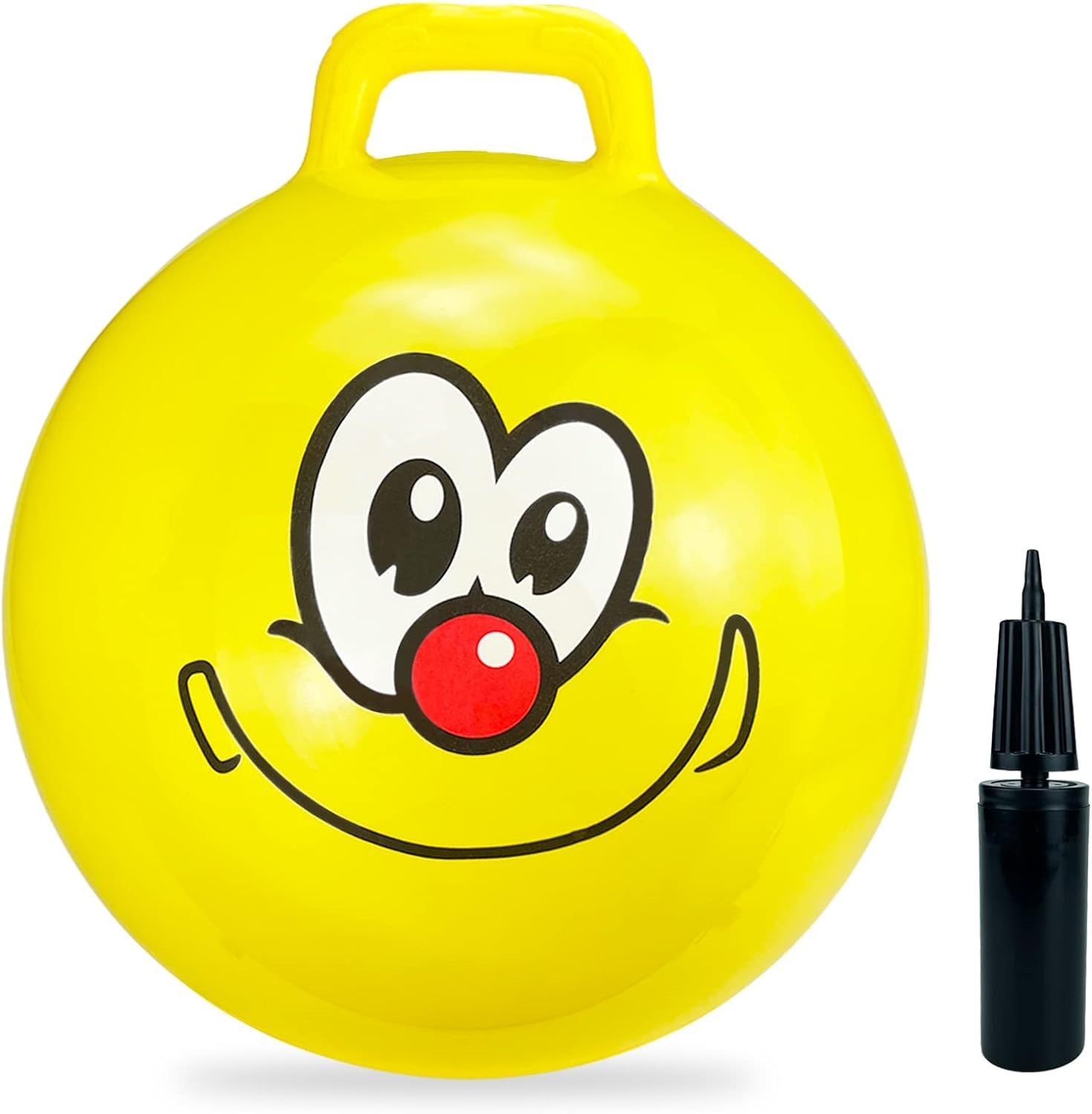 Bouncy Ball Yellow Smile 18" Jumping Balls for Kids, Hopping Ball Toy with Pump for Boys Girls Adult Jumping Ball Toy, Indoor and Outdoor Bouncing Game (Yellow Smile)
