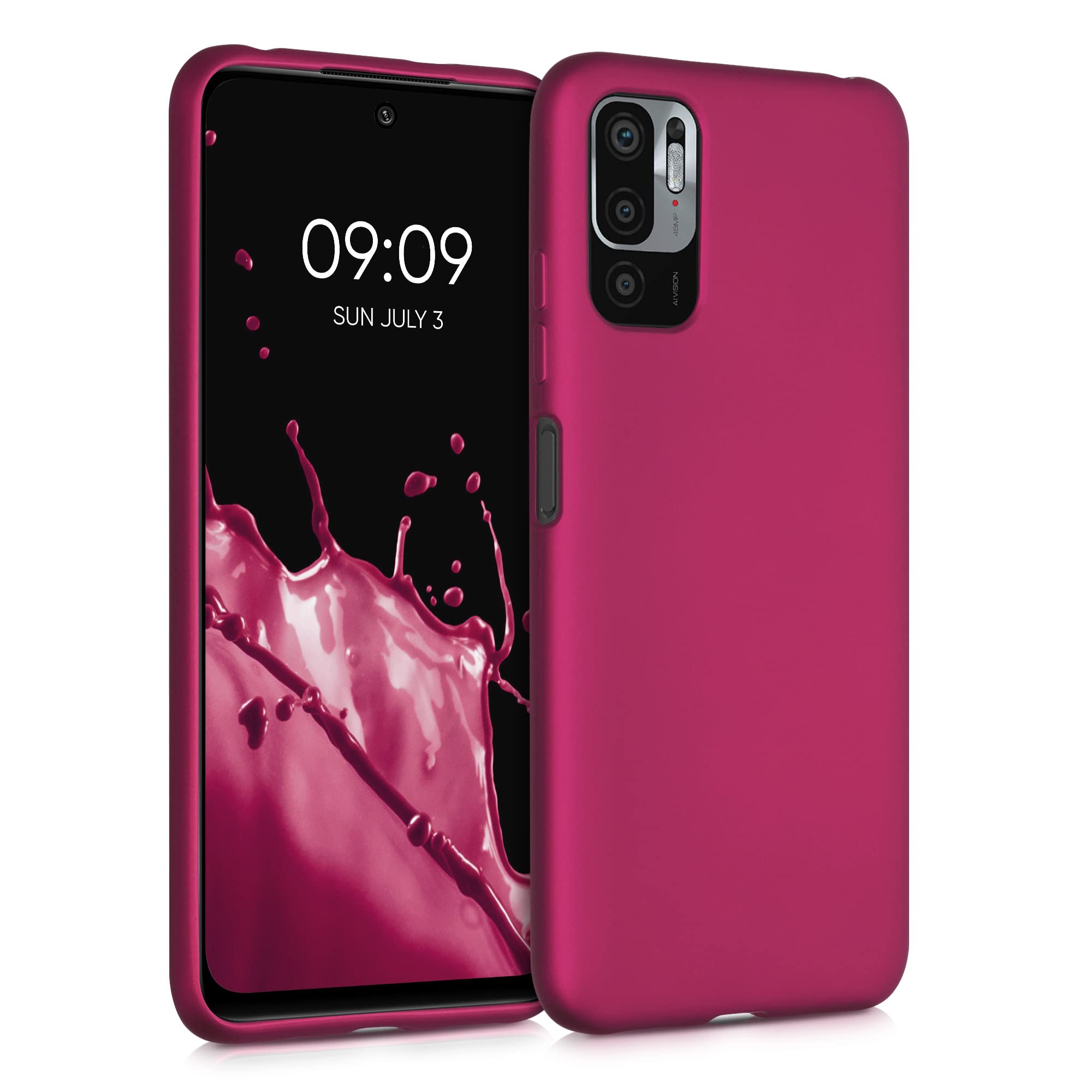 kwmobile Case for Xiaomi Redmi Note 10 5G Case - Soft Slim Metallic TPU Silicone Cover - Metallic Pink