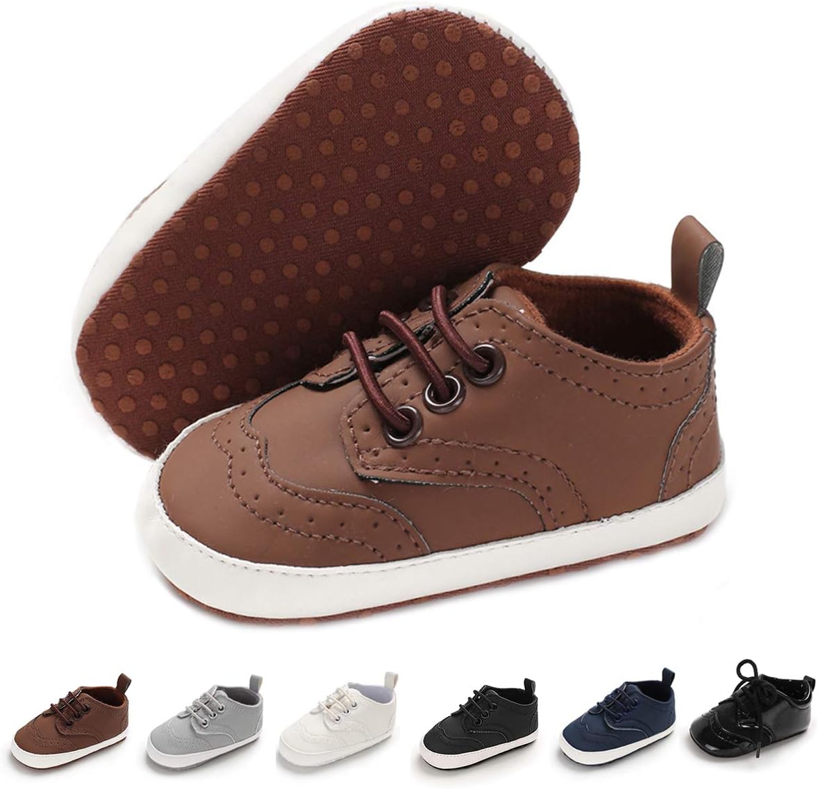 Baby Boys Girls Oxford Shoes Soft Sole PU Leather Moccasins Infant Toddler First Walkers Crib Dress Shoes Sneaker