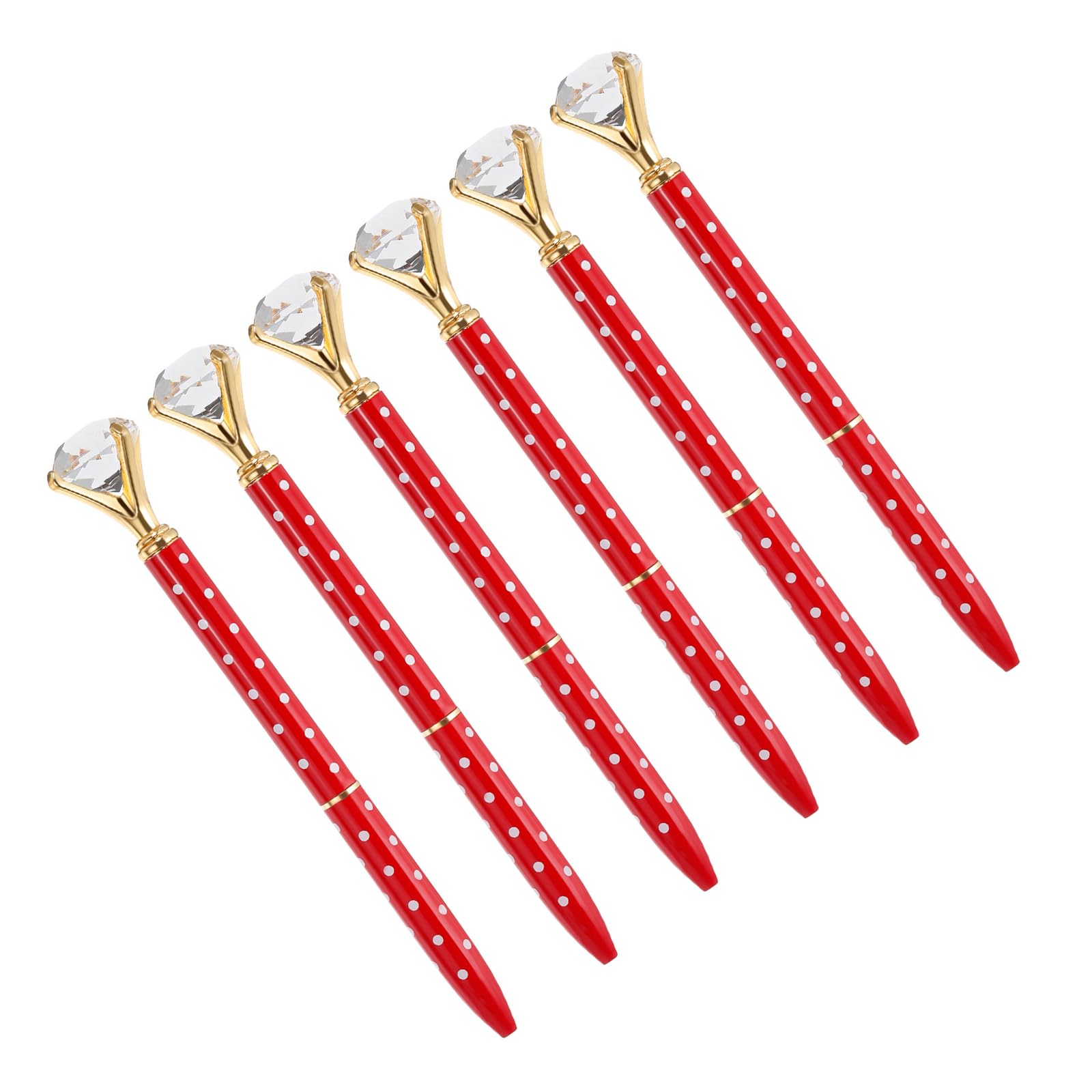 YOKIVE 6 Pcs Black Ink Ballpoint Pen with Crystal Diamond, Twist Design Metal Pen 1.0mm Medium Point Style 2, Great for Office, Studios, Writing (139mm, Red)