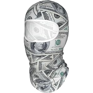Funny Dollar Money Print Balaclava Ski Face Mask for Women Men,Summer Neck Gaiter Face Mask for Outdoor Sports White