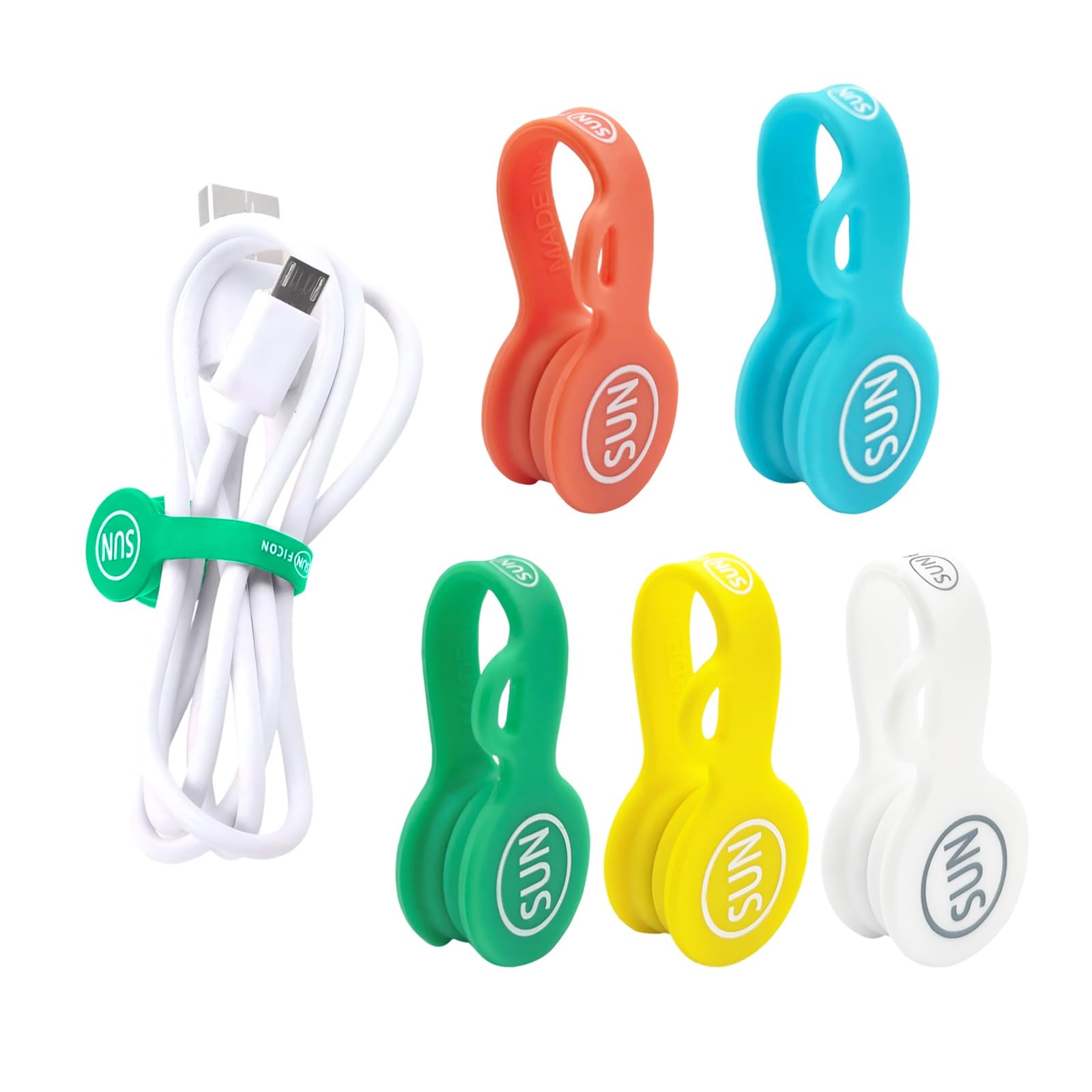Cable Clips Magnetic Cable Organisers Earbuds Cord 5 Pack Bookmark Whiteboard Noticeboard Fridge Magnets Keychain Headphone Cable USB Charging Cord Manager Keeper Wrap Twist Ties Strap,